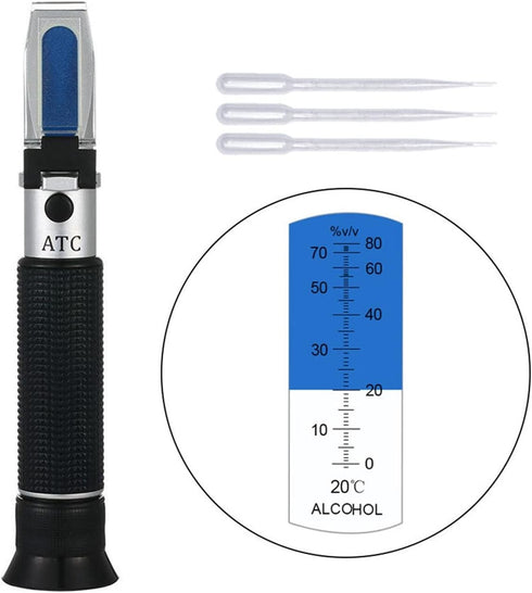 VGVGV 0~80% Brix Refractometer, Hand Held Refractometer Alcohol Alcoholometer V/V Liquor Detector Concentration Spirits