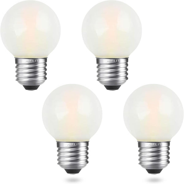 4 Pack Dimmable 2 Watt Globe Frosted LED Light Bulbs, 25W Equivalent, Warm White 2700K, E26 Medium Base