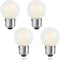 4 Pack Dimmable 2 Watt Globe Frosted LED Light Bulbs, 25W Equivalent, Warm White 2700K, E26 Medium Base