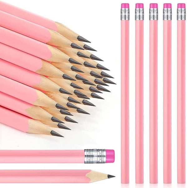 Tinlade 50 Pcs Triangular Grip Pencils, Wedding Pencils HB Graphite Pack with Eraser for School Drawing Sketching