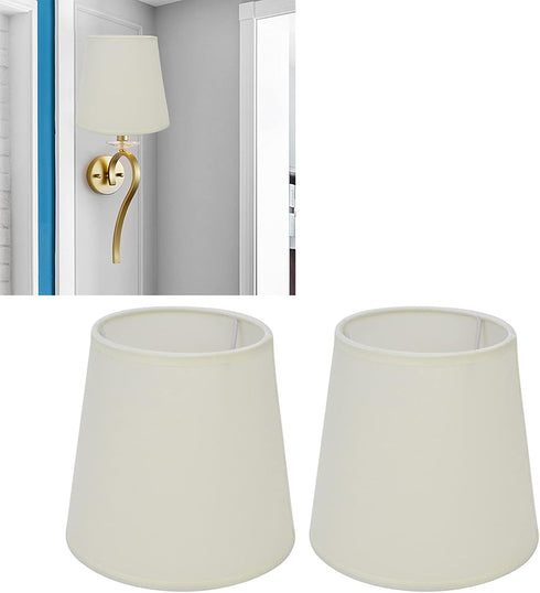 2Pcs E14 European Style Indoor Lampshades for Table Lamp Fabric Lampshade for Chandelier Floor Lamp(Beige)