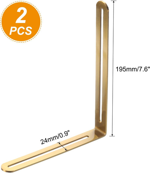 2 Pack 7.6 inch 90 uxcell Adjustable Corner Braces, Stainless Steel L Bracket with Slotted Holes, Degree Corner Bracket