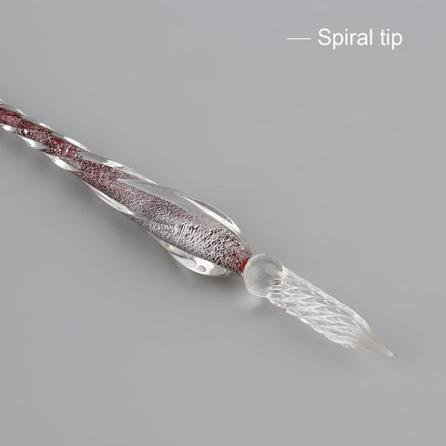 Glass Dip Pen Set, Vintage Handmade Crystal Signature Pen, Elegant Gift Pen (Red)