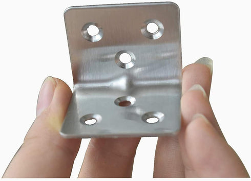 Evadow 40Pcs 1.2 1.2 1.5 90 Stainless Steel Corner Braces, x x Small Corner Bracket for Wood Furniture, Sliver Degree L