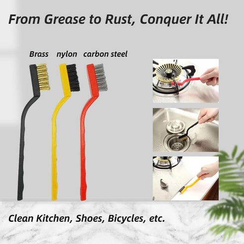 2Pcs Cleaning Scraper for Ovens, Stoves, Induction Hob, Stainless Steel Multi-Kitchen Scraperwith 3Pcs Stainless Steel Brass Nylon Brush ,Straight Version + Bending Version (Black)