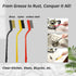 2Pcs Cleaning Scraper for Ovens, Stoves, Induction Hob, Stainless Steel Multi-Kitchen Scraperwith 3Pcs Stainless Steel Brass Nylon Brush ,Straight Version + Bending Version (Black)
