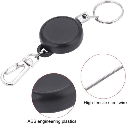 Retractable Keychains Badge Reel Holder, Stainless Steel Keyring with 60cm Steel Wire Rope