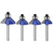 Yakamoz Industrial Grade 4Pcs Router Bit Set, 1/4 Inch Shank 45 Degree Chamfer with Top Bearing for Woodworking