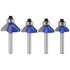 Yakamoz Industrial Grade 4Pcs Router Bit Set, 1/4 Inch Shank 45 Degree Chamfer with Top Bearing for Woodworking
