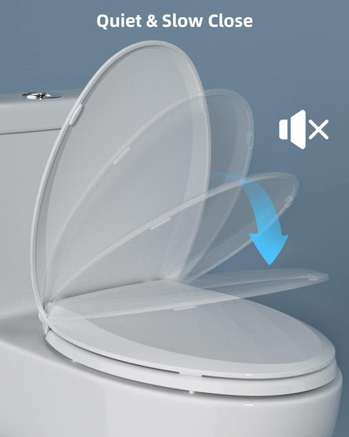 Hibbent Elongated Toilet Seat with Oval Cover, Soft Close Toilet Seat, Easy to Install,Never Loosen Hinge to Prevent
