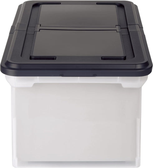 Office Depot Stackable File Tote Box, Black/Clear, Letter Size, 14 1/4in. x 23 3/8in. x 10 7/8in.