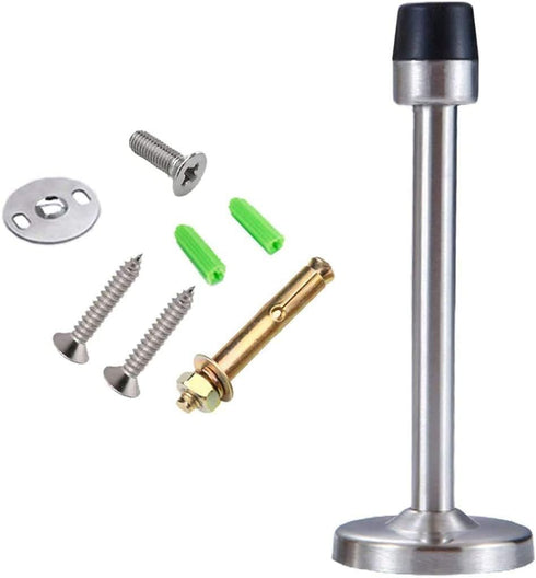 Long Door Stop, 5 Inch Wall Mount Door Stopper, Stainless Steel Brushed Satin Nickel Heavy Duty Door Holder