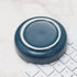 MEI YI TIAN Small Ceramic Paperclip Holder for Desk, Round Macaron Navy Blue Paper Clip Dispenser, Cute Storage Plate