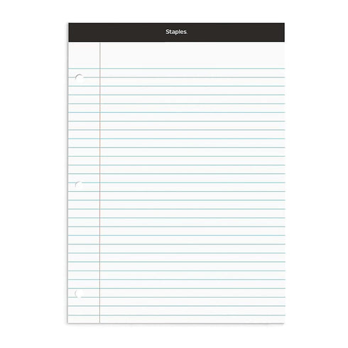 by STAPLES STAPLES Notepads, 8.5 x 11.75, Narrow Ruled, White, 3Pack