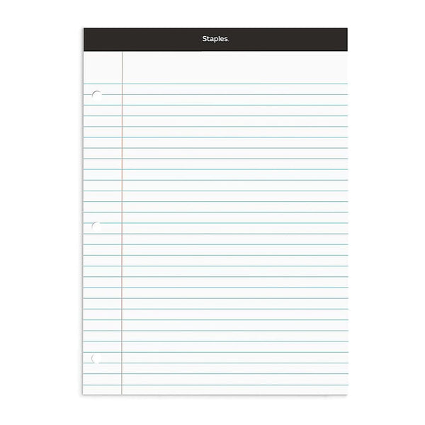 by STAPLES STAPLES Notepads, 8.5 x 11.75, Narrow Ruled, White, 3Pack