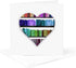 6 Pack Greeting Cards - I Heart Books - Love Heart Shape containing Colorful Rainbow Bookshelf - - Love Series