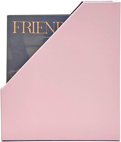 UnionBasic Magazine File Holder - Leatherette Desktop Document Organizer for Home Office Paper Storage, Pink
