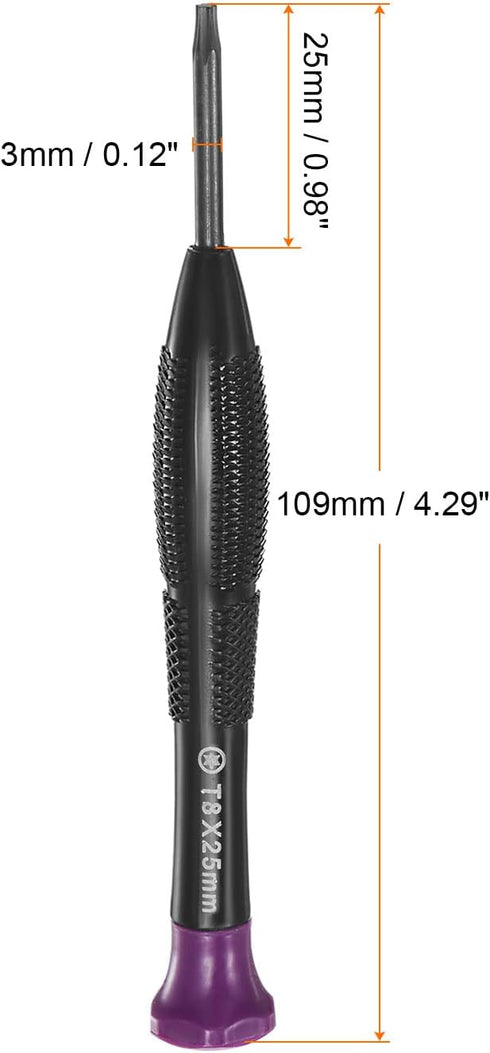 2pcs Precision Torx Screwdriver T8 Star Head Swivel Lid Non-slip Plastic Handle for Phone Watch Eyeglasses Electronics Repair