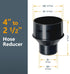 POWERTEC 4 Inch to 2-1/2 Inch Reducer and Dust Control Flex Cuff with Stainless Steel Key Hose Clamps
