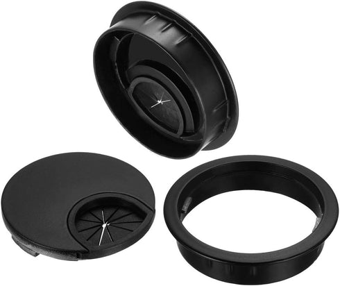 uxcell Cable Hole Cover 2.1Inch/53.5mm Zinc Alloy Desk Wire Cord Grommets for Cable Organizer, 4 Pcs Black