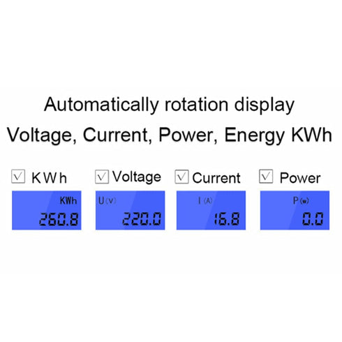 Electric Energy Meter, 5-32A 110-230V AC Multi Function Watt Hour Meter with LCD Display, DIN Rail Mount