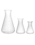 QWORK Erlenmeyer Flask, 3 Pack Clear Plastic Conical Flask for Educational Lab, 50ml+100ml+500ml Capacity