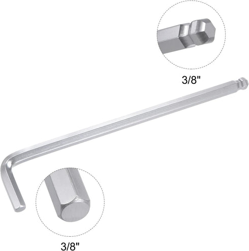 uxcell 3/8" Ball End Hex Key Wrench, L Shaped Long Arm CR-V Repairing Tool in SAE Sizes