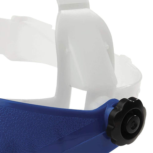 Sellstrom Single Crown Safety Face Shield with Pin Lock Headgear (Window Not Included), Plastic, Blue, S39000