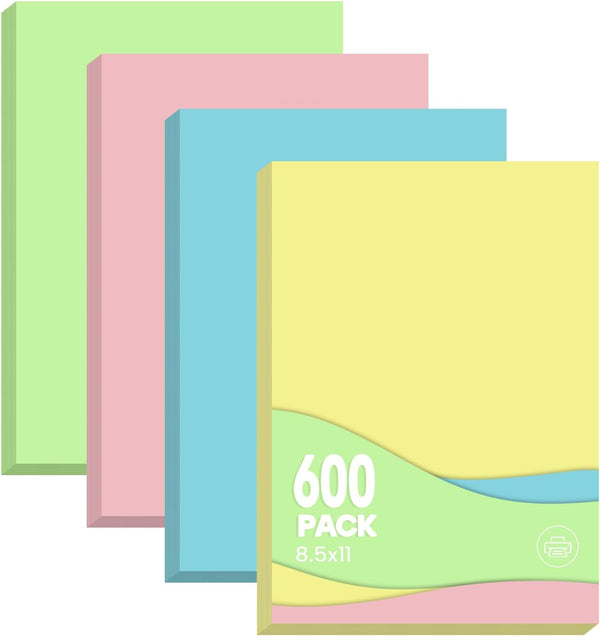Colored Copy Paper 8.5x11 Inches, 600-Sheets Letter Size Pastel Colored Paper Assorted