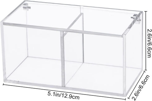 Yeeco Clear Acrylic Capsule Holder with Lid 2 Section Plastic Drawer Box Organizer for Jewelry, Candy, Makeup