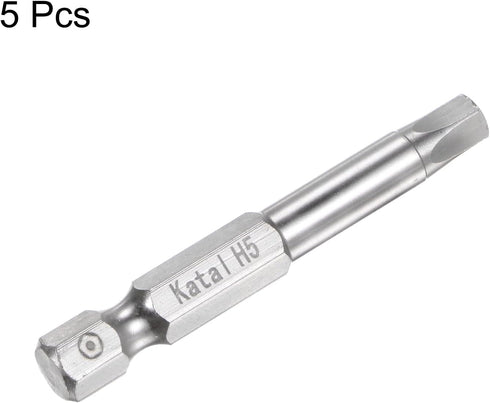 5pcs H5 Pentagon Screwdriver Bit 1/4" Hex Shank - 2" Length Magnetic Security Screw Driver Power Tool