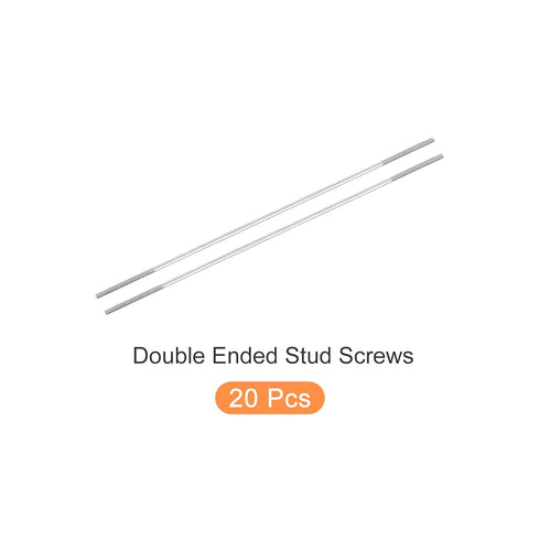 Double Ended Stud Screws (M3 Thread 160mm Length) 20pcs, 304 Stainless Steel Dual Threaded Rod Bolts