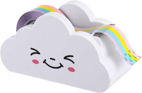 STOBOK Creative Cloud Desktop Tape Dispenser with Rainbow Tape, Washi Tape Holder Cutter for Kids School Office Supplies