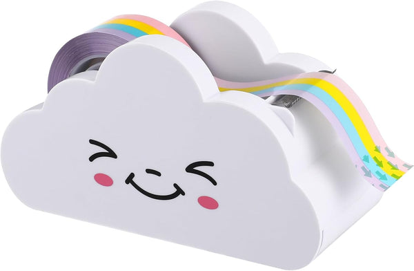 STOBOK Creative Cloud Desktop Tape Dispenser with Rainbow Tape, Washi Tape Holder Cutter for Kids School Office Supplies