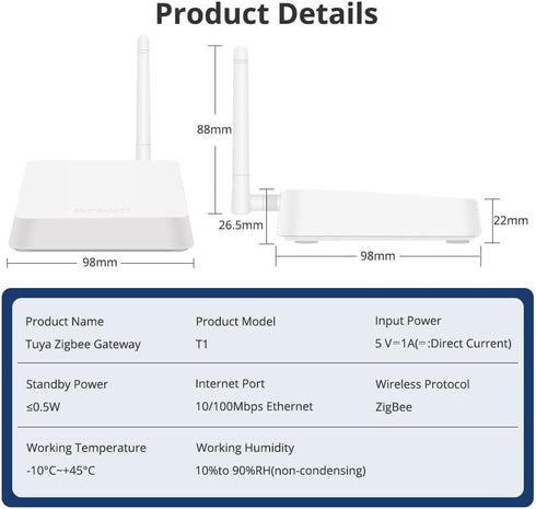ZigBee Hub Intelligent Linkage Wired Gateway, Works with Tuya Smart Devices, Alexa Voice Control