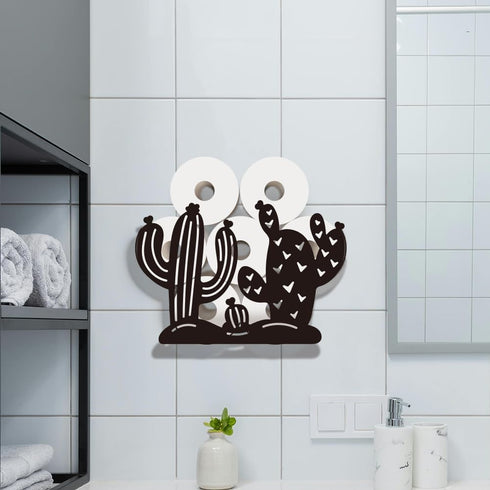 8 WADORN Cactus Toilet Paper Holder, Metal Cactus Plant Wall Mounted Toilet Paper Storage for Extra Rolls Funny Toilet