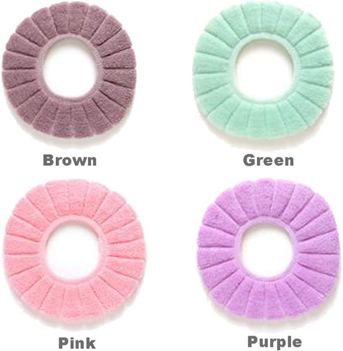 Renashed 4 Pcs Soft Toilet Seat Cover Pad Thicker Washable Cloth Different Colors