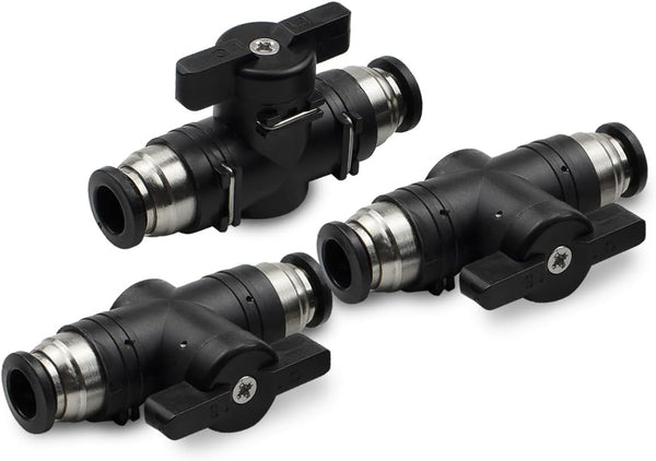 3 Pcs 6mm Pneumatic Ball Valve Push to Connect Fittings for Air Flow Control Valve