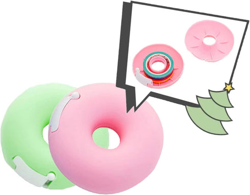 Candy Color Tape Dispenser, Small Cute Donut-Shaped Tape Organizer Desk for Home Office or School Supply (2Pcs Round) by Hibucuo