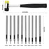10 Pcs Leather Hole Punch Tool Set, 0.5mm-3.5mm Round Hole Punch Working Tools with Double Head Plastic and Rubber Hammer for Leather Belts, Canvas, Watch Band, and Other Leather Projects