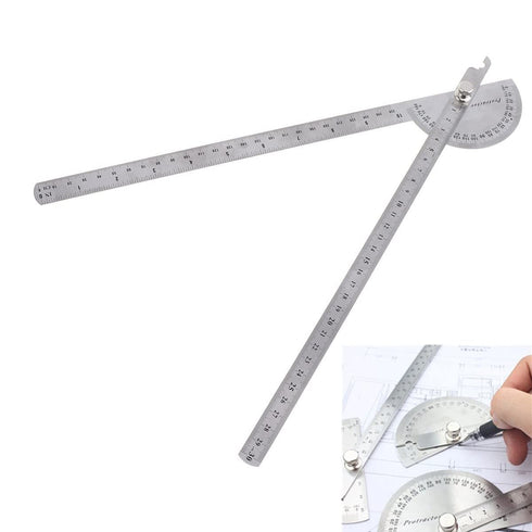 Angle Protractor Angle Finder Ruler, 0-180 Degrees Stainless Steel Adjustable Screw Woodworking Measure Tool