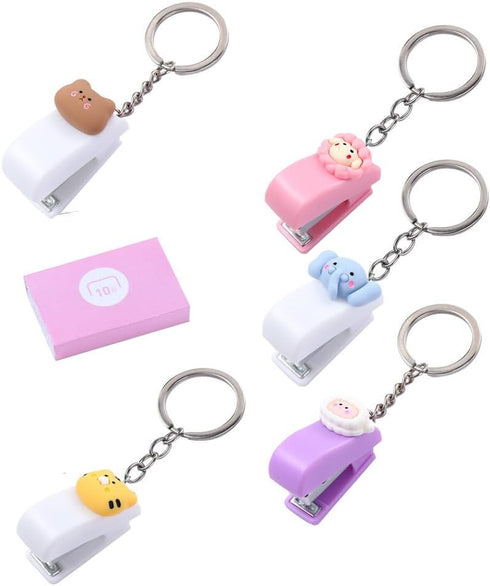 Leadigol Cute Mini Stapler with Keychain - Macaron Color Animal Stapler for School Office
