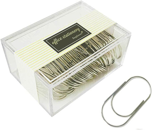 Silver Jumbo Paper Clips, 50pcs, 50mm/2" Large Wide Non Skid Smooth Finish Steel Wire Office Supply Accessories