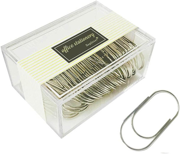 Silver Jumbo Paper Clips, 50pcs, 50mm/2" Large Wide Non Skid Smooth Finish Steel Wire Office Supply Accessories