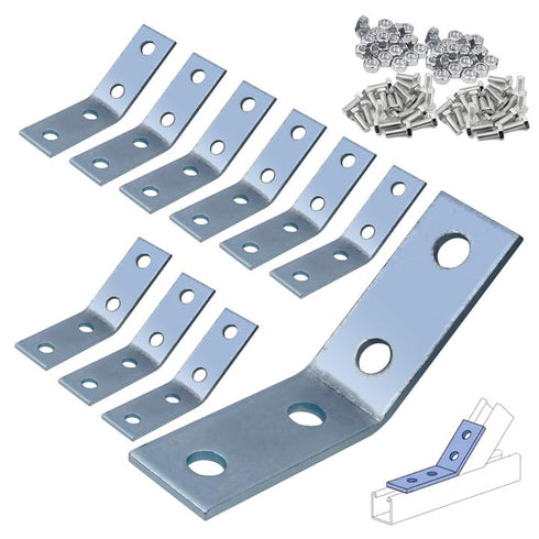 CNQLIS Strut Channel Angle Bracket Fitting 1-5/8" with 4 Holes, 45 Degree Corner Brace, Steel Electrogalvanized (10Pcs)