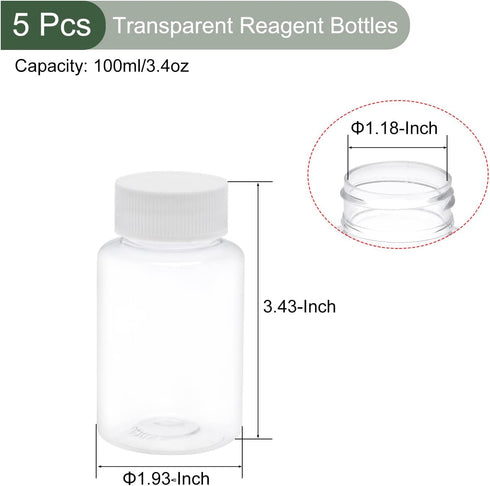 YOKIVE 10 Pcs Chemistry Reagent Bottle, Lab Containers with Wide Mouth | Liquid Storage, Great for Laboratory, Stores, Factory (Transparent, 3.4-Oz) by YOKIVE