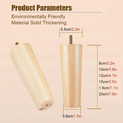 JCVCVV 8CM, 10CM, 12CM, Table(10cm/3.9in) Furniture Wood Legs, Simple Style Dresser Legs, Replacement Legs, Cabinets
