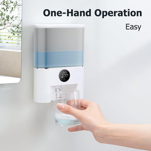 X124 18.26oz 4 4 Smart Automatic Mouthwash Dispenser - Touchless Push-to-Dispense with Color Cups, Dispensing Modes