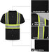 HYCOPROT High Vis Reflective T Shirt Short Sleeve Safety Mesh Quick Dry Shirts (Black, Large)