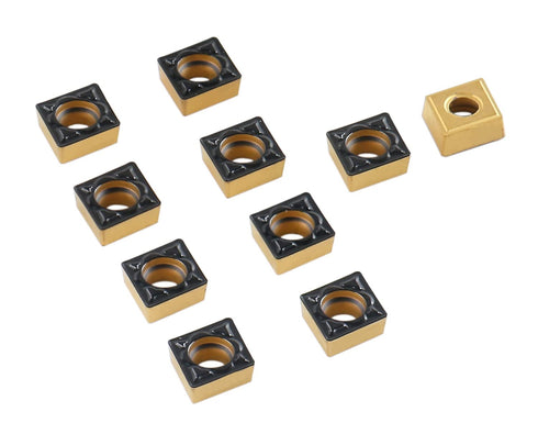 Accusize Industrial Tools CCMT21.51-MD CVD Coated Carbide Inserts, 10 Pcs/Box, Black and Yellow